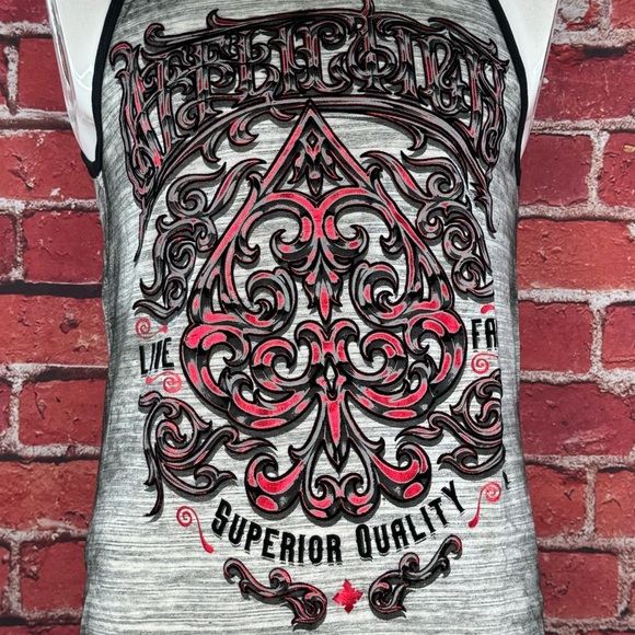 Affliction Men's Graphic Tank Top - Size: Small- Gray / Black - NWT - Picture 3 of 10